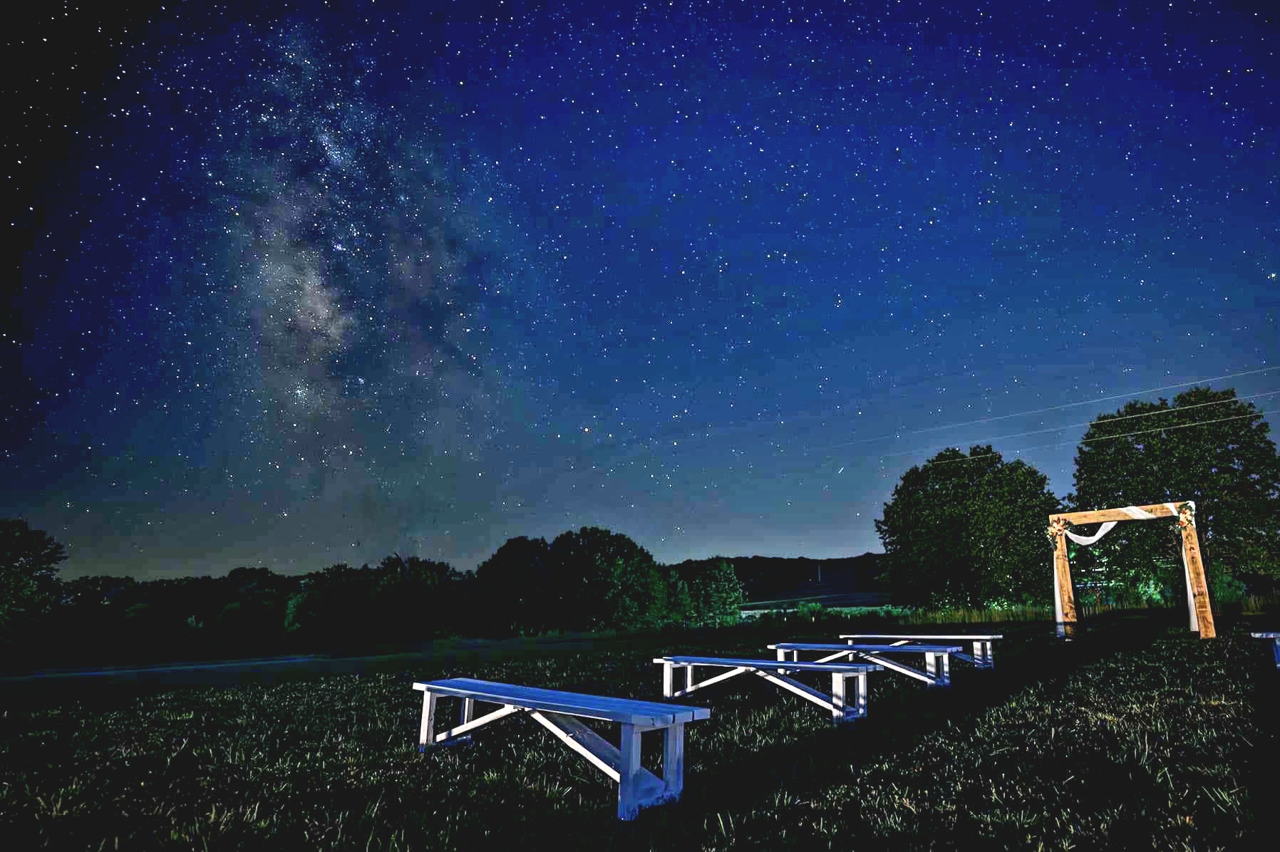 outdoor wedding ceremony area at night