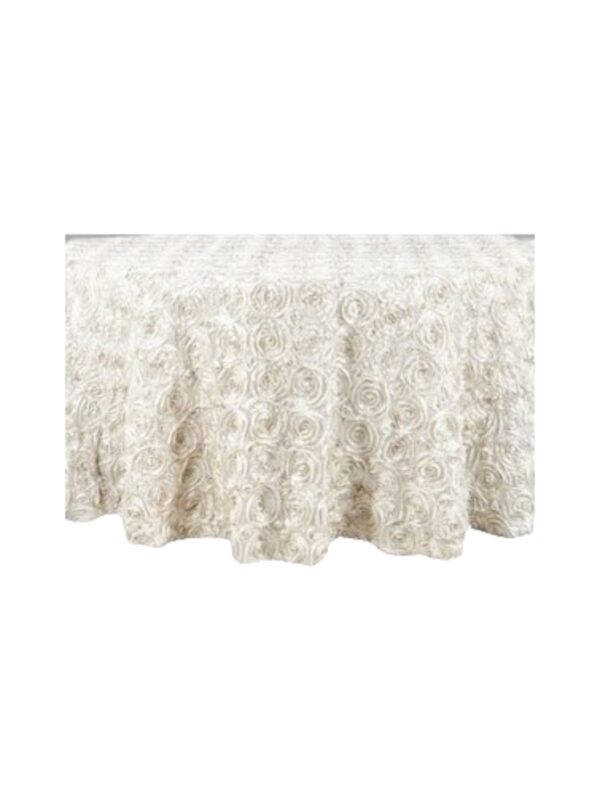 76" Round Ivory Rosette Linen