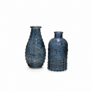 Blue Hobnail Bud Vase Set