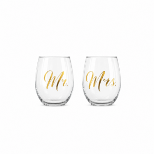 Mr & Mrs Stemless Toasting Glasses