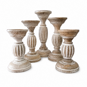 Whitewash Candle Pillar Set of 5