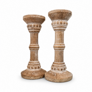 Whitewash Candle Pillar Duo #2