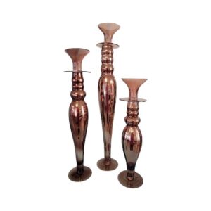 Terracotta Glass Pillar Trio