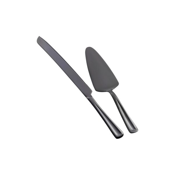 Black Cake & Knife Server Set