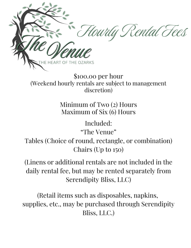 The Venue Hourly Rental Fees