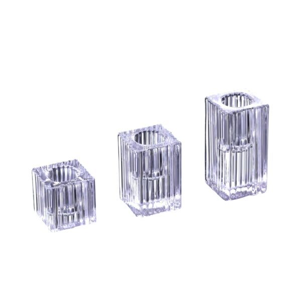 Vertical Stripe Glass Candleholder