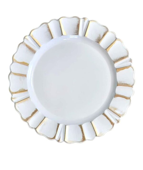 Scalloped Gold & White Charger