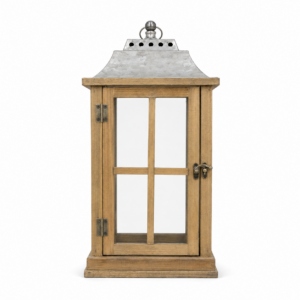 Galvanized & Wood Lantern-Large