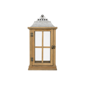 Galvanized & Wood Lantern-Medium