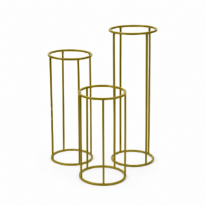 Gold Metal Pedestal Stand Trio